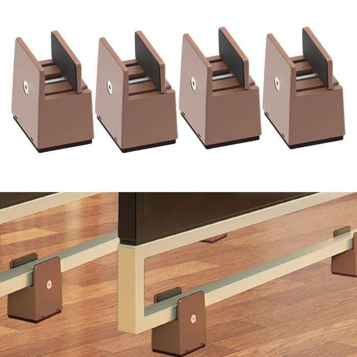 4 Pieces Bed Leg Risers Floor Protector Height Extenders for Home Couch Sofa Height 5 cm Brown