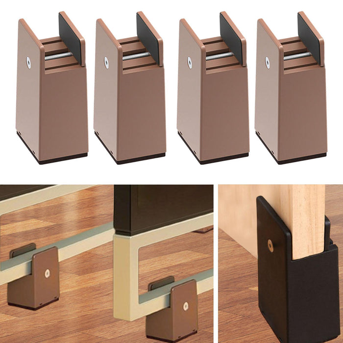 4 Pieces Bed Leg Risers Floor Protector Height Extenders for Home Couch Sofa Height 10 cm Brown