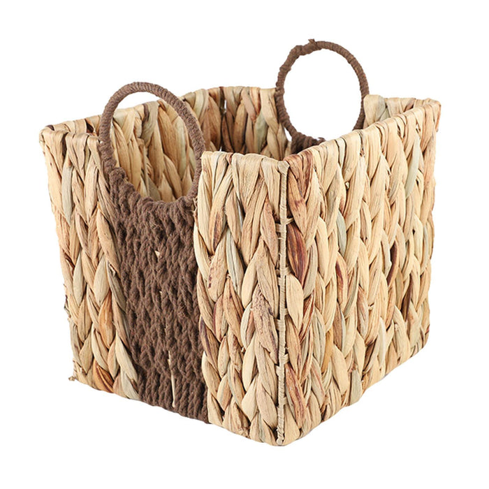 Crofta Woven Storage Basket Vase with Handles Holder Stand for Outdoor Shelf Closet Small