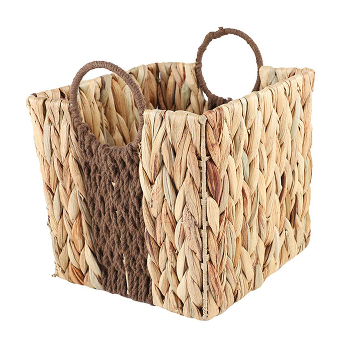 Crofta Woven Storage Basket Vase with Handles Holder Stand for Outdoor Shelf Closet Small