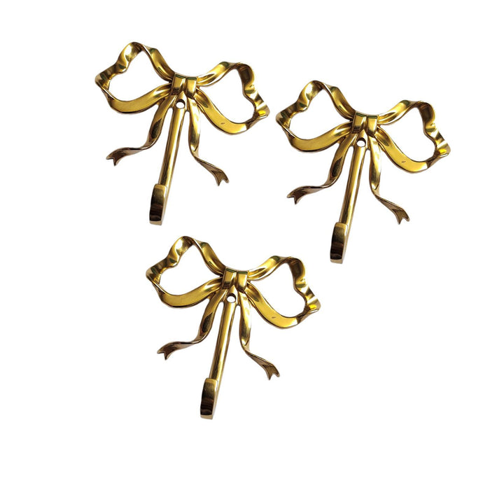 3x Butterfly Knot Wall Hooks Art Brass Hooks for Home Apartment Drawing Room 6.6 cmx6.6 cmx1.7 cm