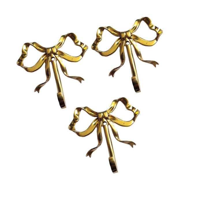 3x Butterfly Knot Wall Hooks Art Brass Hooks for Home Apartment Drawing Room 6.6 cmx6.6 cmx1.7 cm