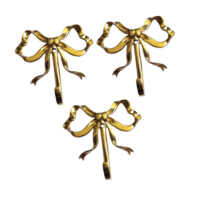 3x Butterfly Knot Wall Hooks Art Brass Hooks for Home Apartment Drawing Room 6.6 cmx6.6 cmx1.7 cm