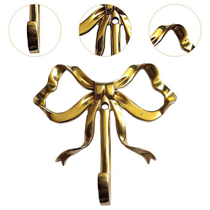 3x Butterfly Knot Wall Hooks Art Brass Hooks for Home Apartment Drawing Room 6.6 cmx6.6 cmx1.7 cm