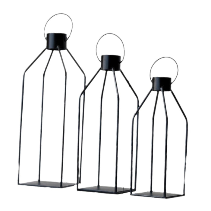 3Pcs Candle Lantern Stylish Candle Holder for Fireplace Birthday Party Porch