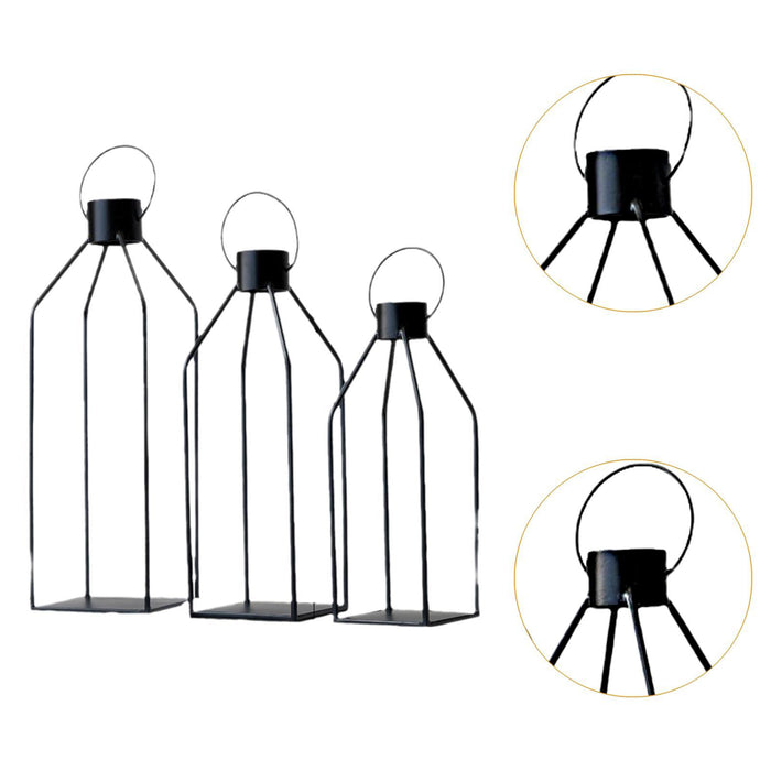 3Pcs Candle Lantern Stylish Candle Holder for Fireplace Birthday Party Porch