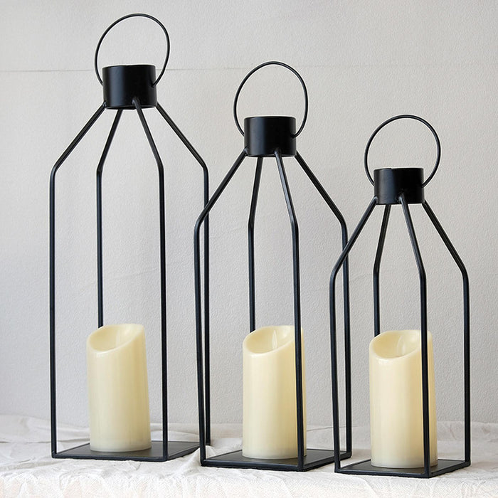 3Pcs Candle Lantern Stylish Candle Holder for Fireplace Birthday Party Porch