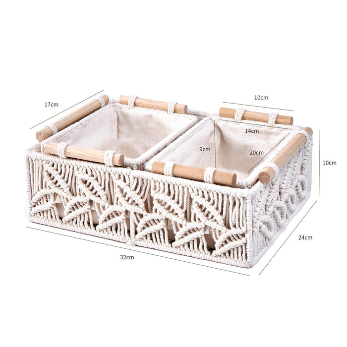 3x Macrame Storage Baskets Decorative Basket for Bathroom Countertop Nursery