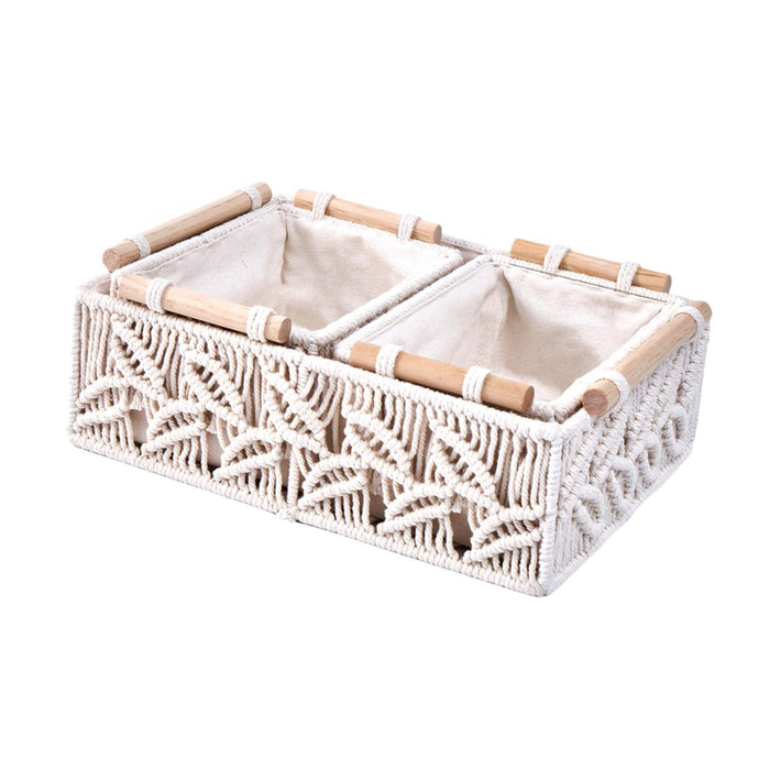 3x Macrame Storage Baskets Decorative Basket for Bathroom Countertop Nursery