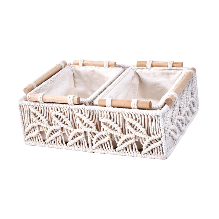 3x Macrame Storage Baskets Decorative Basket for Bathroom Countertop Nursery