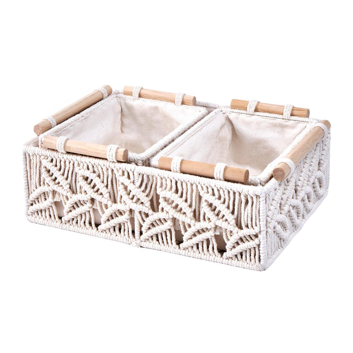 3x Macrame Storage Baskets Decorative Basket for Bathroom Countertop Nursery