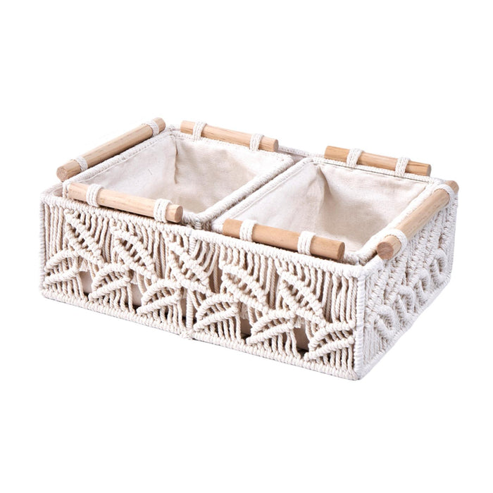 3x Macrame Storage Baskets Decorative Basket for Bathroom Countertop Nursery