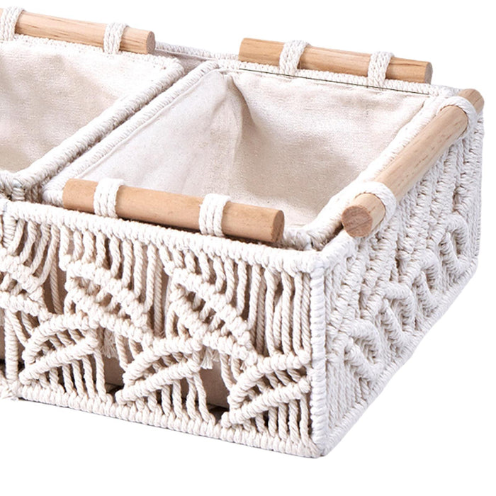 3x Macrame Storage Baskets Decorative Basket for Bathroom Countertop Nursery