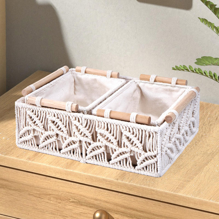 3x Macrame Storage Baskets Decorative Basket for Bathroom Countertop Nursery