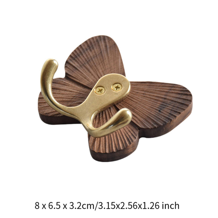 2x Wooden Butterfly Wall Hooks Door Back Hat Hangers for Closet Home Bedroom