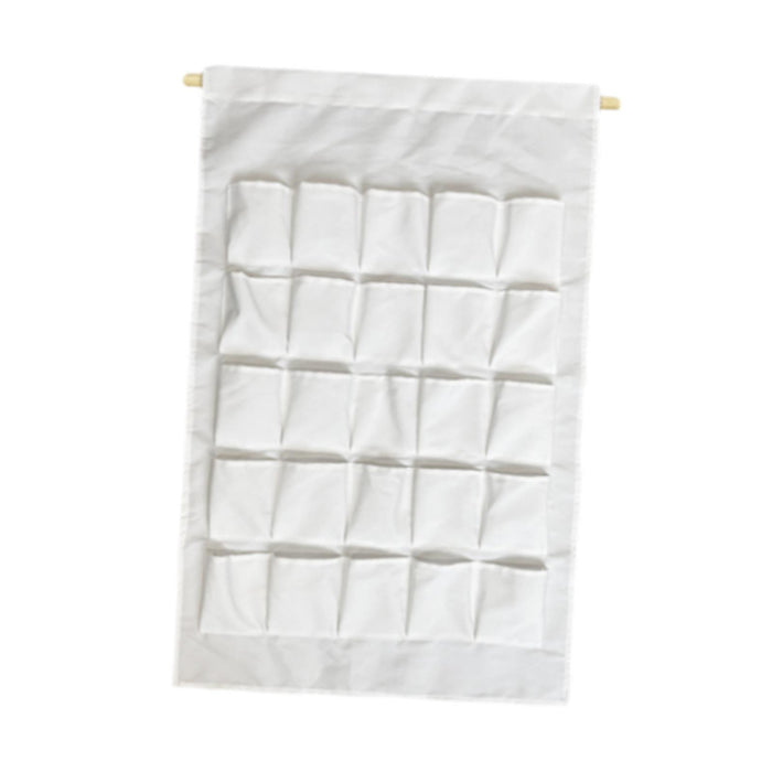 Crofta Hanging Storage Bag White Canvas with Pockets for Office Bathroom Home Decor