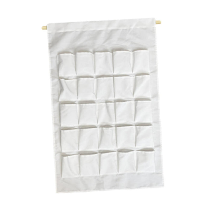 Crofta Hanging Storage Bag White Canvas with Pockets for Office Bathroom Home Decor