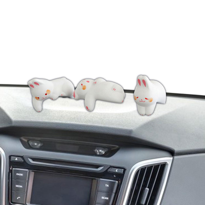 3Pcs Dashboard Decoration Crafts Car Decoration for Office Cabinet Bookshelf Rabbit