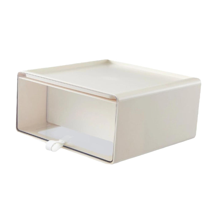 Crofta Desk Organizer with Drawer Stackable Storage Box for Bedroom Study Room Dorm Cream