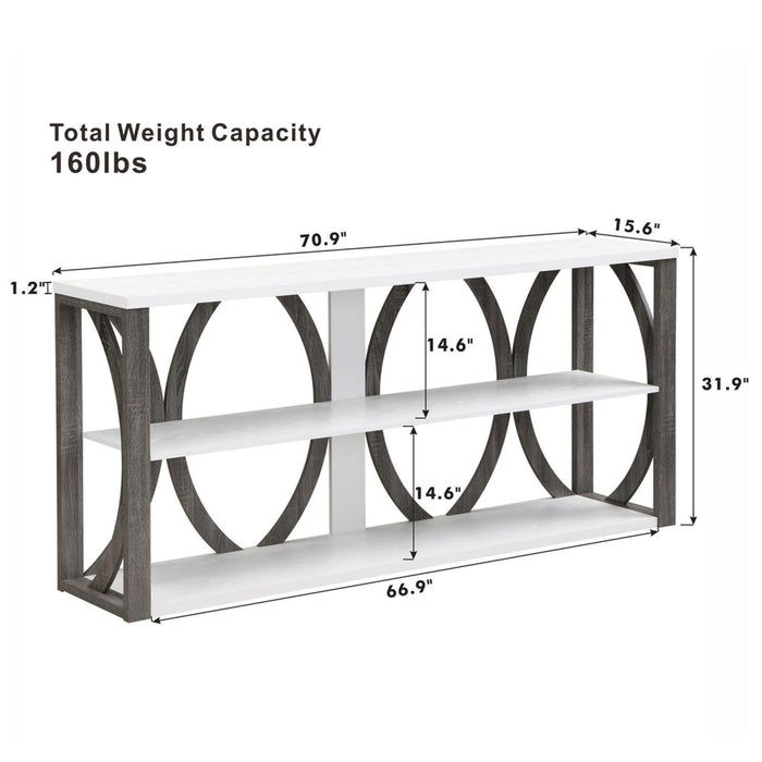 3- Industrial Console Table, 70.87 inch, Narrow Entry Table Long Table