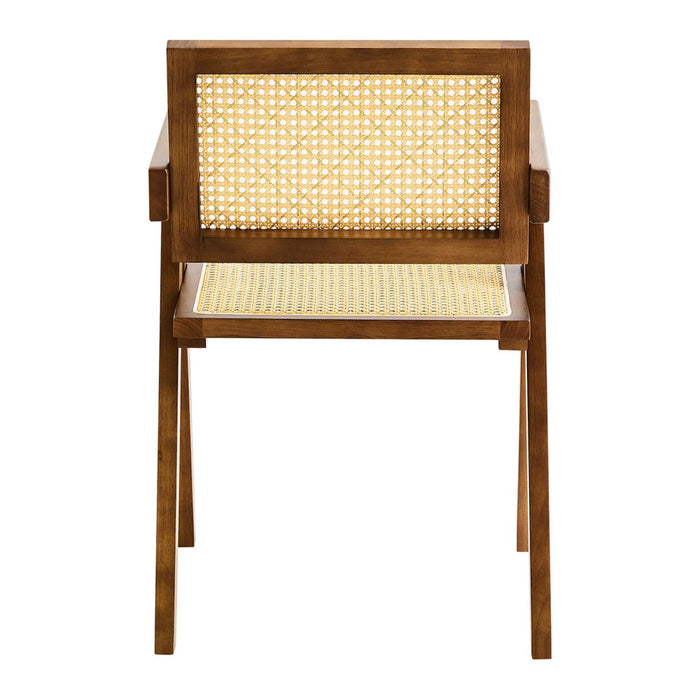 2 dining chairs, walnut color, using rubber wood weaving process,