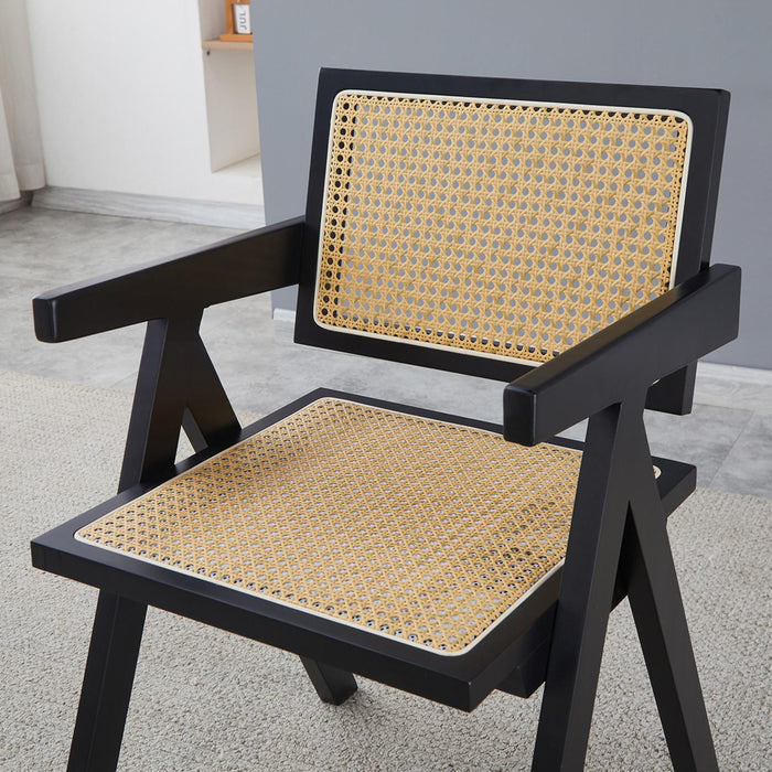 2 dining chairs, black, using rubber wood wood production,