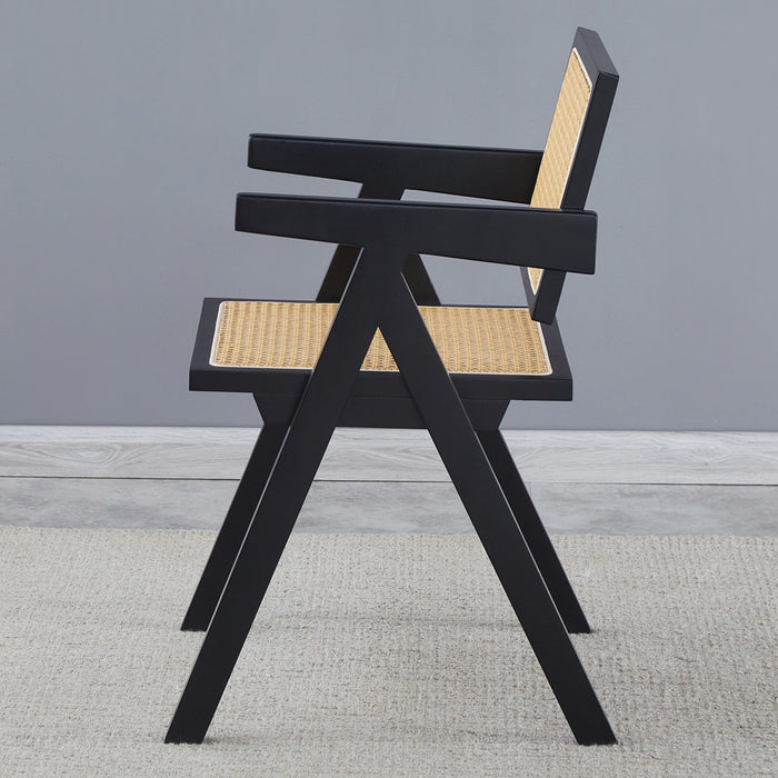 2 dining chairs, black, using rubber wood wood production,