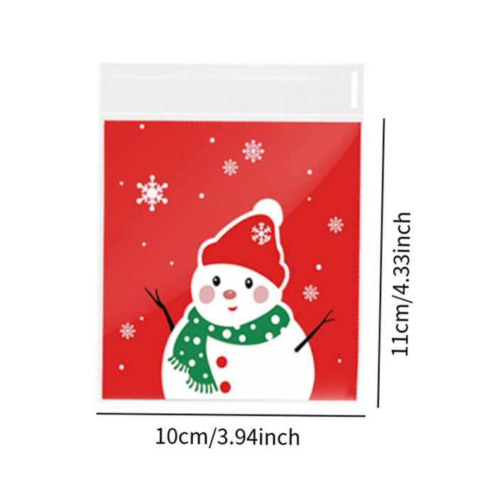 100Pcs Christmas Cellophane Bags Small Clear Holiday Goodies Bags Candy Bags 4 Patterns