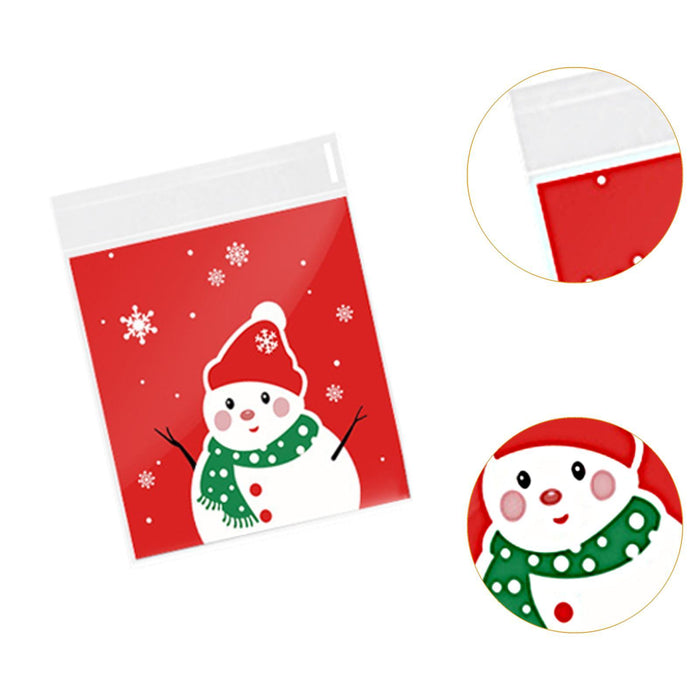 100Pcs Christmas Cellophane Bags Small Clear Holiday Goodies Bags Candy Bags 4 Patterns