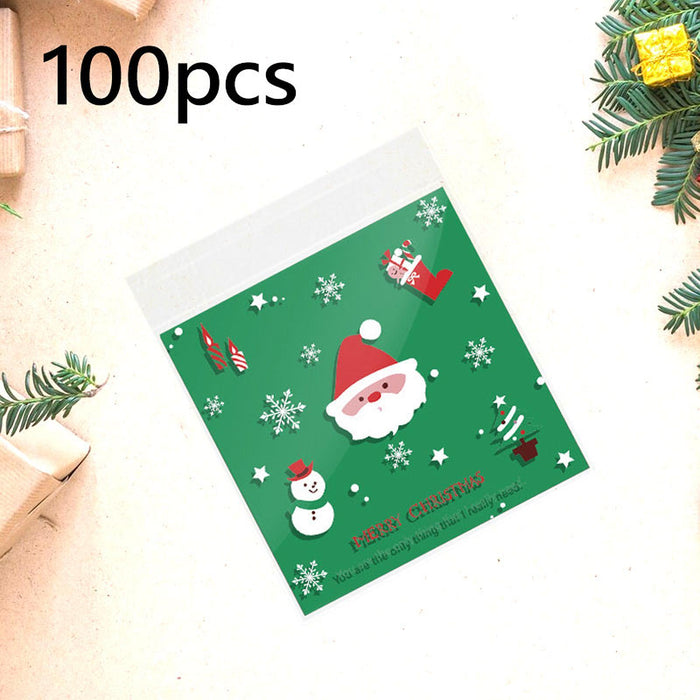 100Pcs Christmas Cellophane Bags Small Clear Holiday Goodies Bags Candy Bags Santa Head