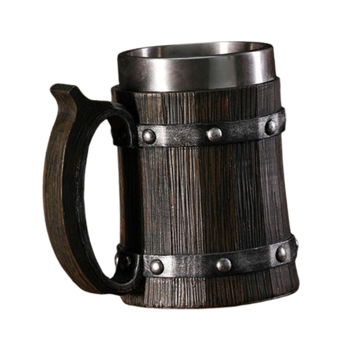 Crofta Wooden Barrel Beer Mug Tankard Coffee Mug for Coffee Gifts Restaurant Style B