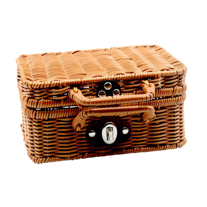 Crofta Imitation Rattan Suitcase Storage Basket for Desk Travelling Household