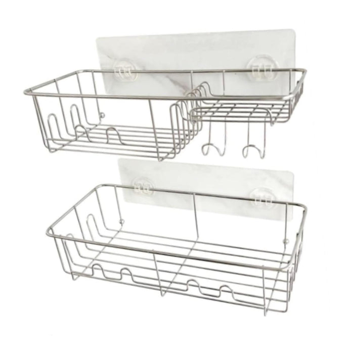 2x Shower Caddy Shelf with Hooks Shower Shelf Bathroom Storage