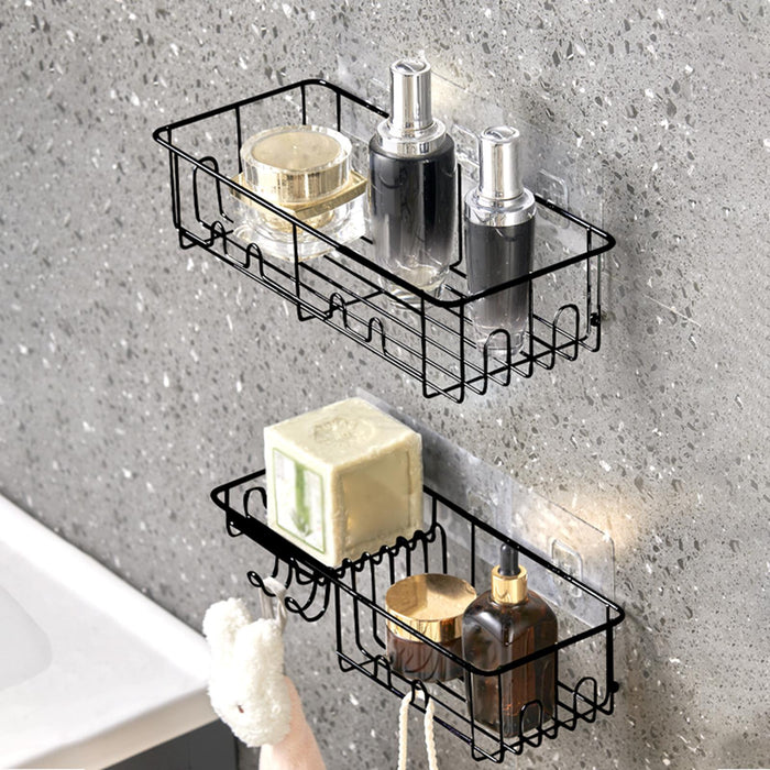 2x Shower Caddy Shelf with Hooks Shower Shelf Bathroom Storage