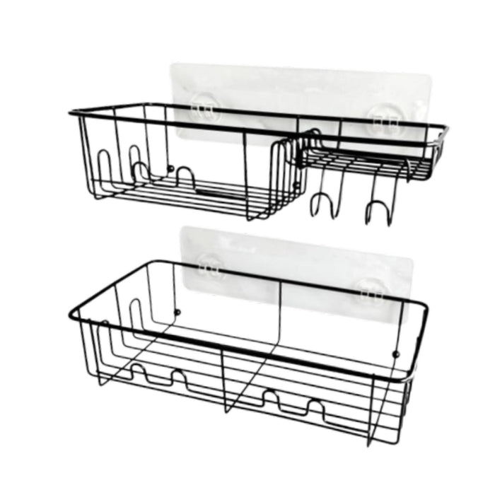 2x Shower Caddy Shelf with Hooks Shower Shelf Bathroom Storage