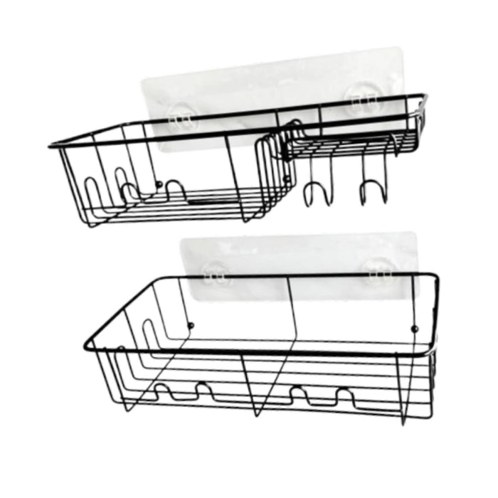 2x Shower Caddy Shelf with Hooks Shower Shelf Bathroom Storage