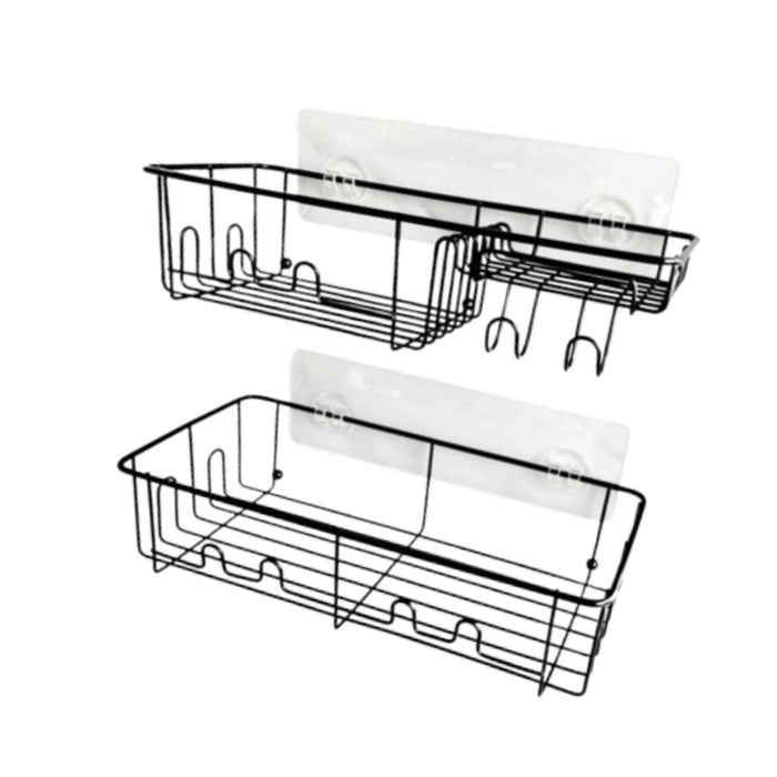 2x Shower Caddy Shelf with Hooks Shower Shelf Bathroom Storage