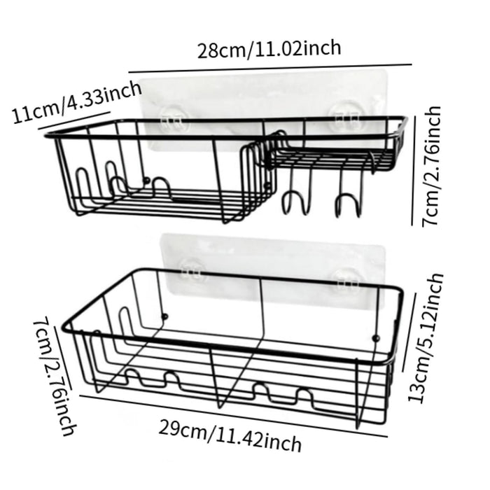 2x Shower Caddy Shelf with Hooks Shower Shelf Bathroom Storage