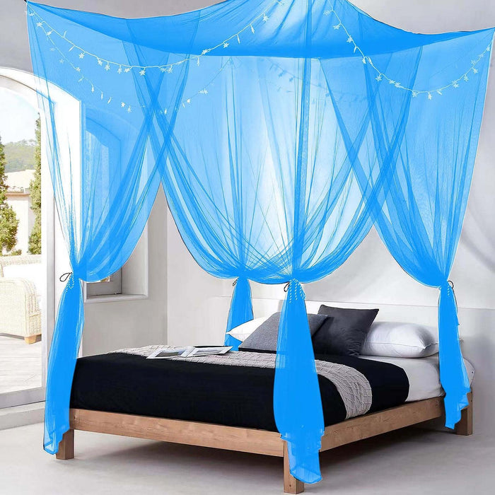 4 Corner Post Bed Canopy Net Hanging Bed Valance for Girls Kids Room Camping