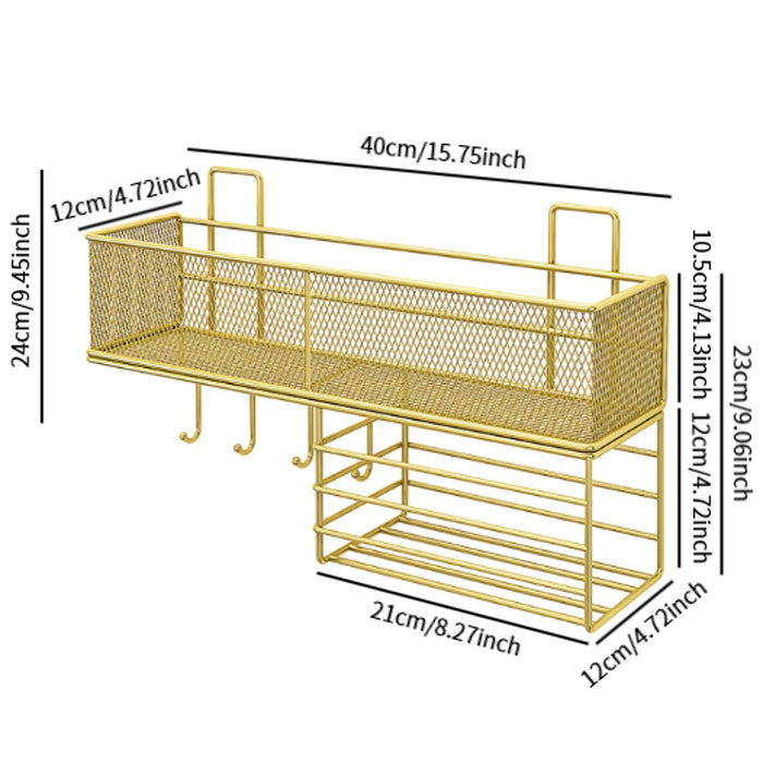 Bathroom Storage Rack Modern Shower Bin for Dining Room Office Dormitories Gold