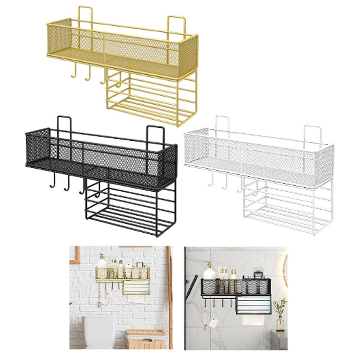 Bathroom Storage Rack Modern Shower Bin for Dining Room Office Dormitories Gold