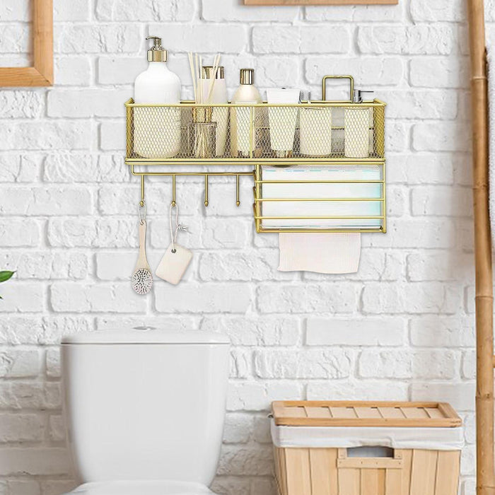 Bathroom Storage Rack Modern Shower Bin for Dining Room Office Dormitories Gold