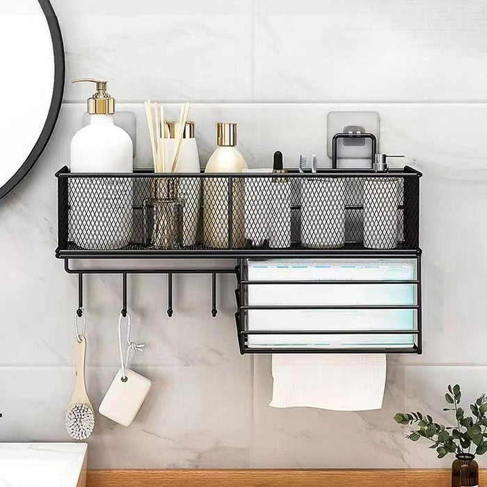 Bathroom Storage Rack Modern Shower Bin for Dining Room Office Dormitories Black