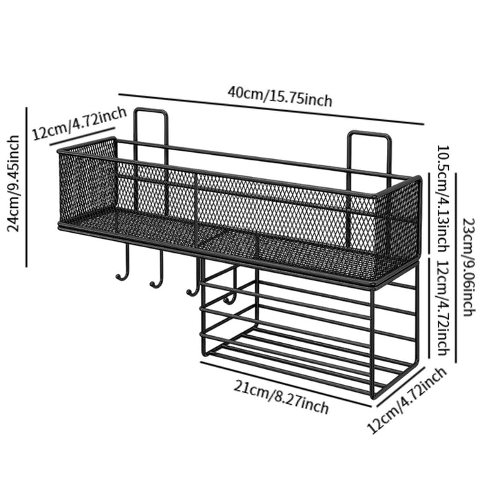 Bathroom Storage Rack Modern Shower Bin for Dining Room Office Dormitories Black