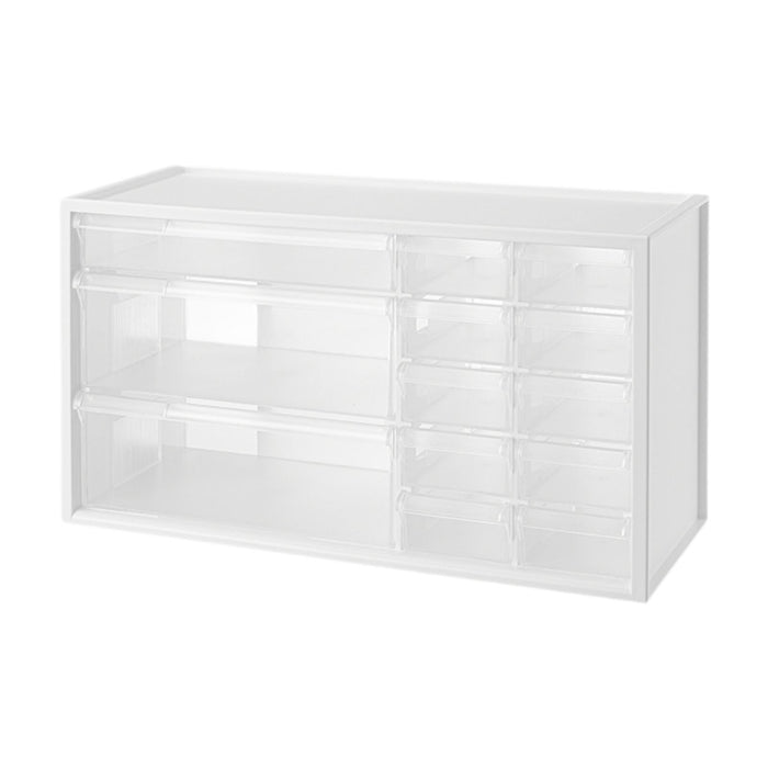 Crofta Container with 13 Drawers Makeup Storage Case for Countertop Office Bathroom White