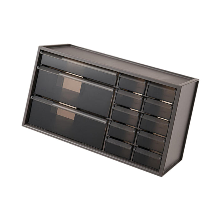 Crofta Container with 13 Drawers Makeup Storage Case for Countertop Office Bathroom Brown