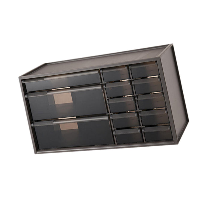 Crofta Container with 13 Drawers Makeup Storage Case for Countertop Office Bathroom Brown