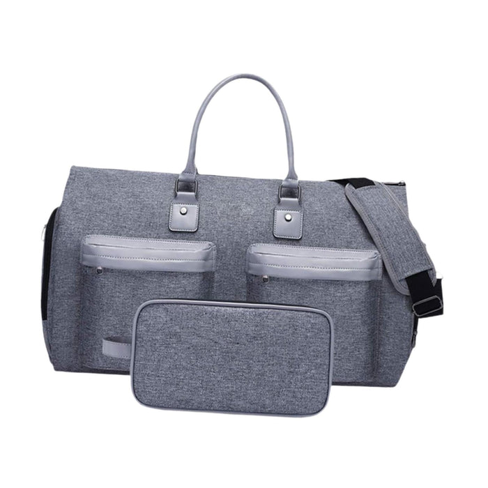 Crofta Garment Duffel Bag with Shoe Compartment Lightweight Large Men's Garment Bag Gray