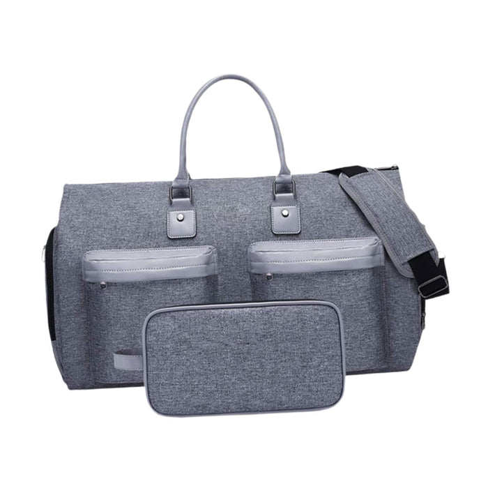 Crofta Garment Duffel Bag with Shoe Compartment Lightweight Large Men's Garment Bag Gray