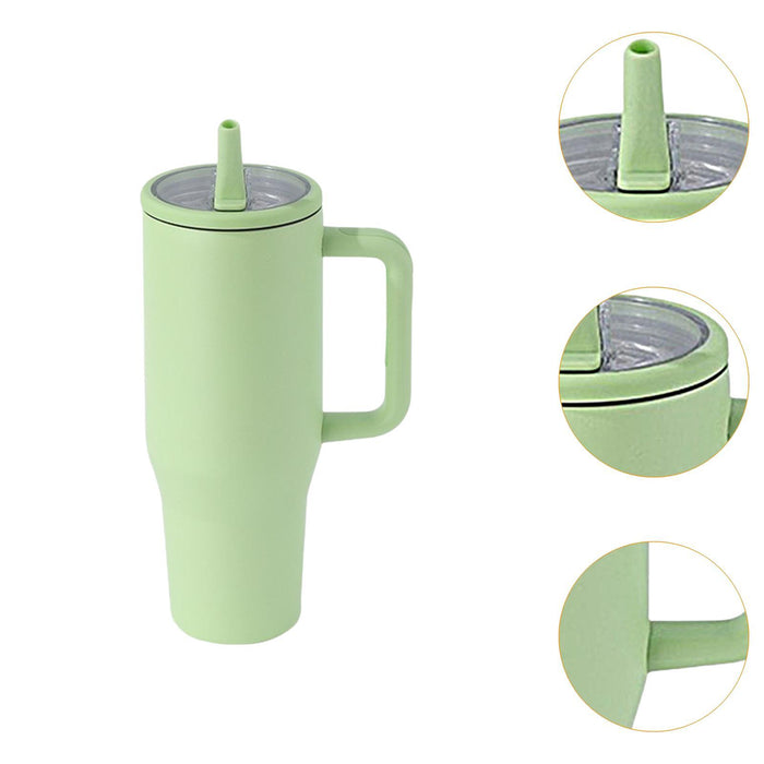 40 oz Tumbler with Handle Coffee Mug for Travel Keeps Hot/Cold Hours Iced Tea Grass green